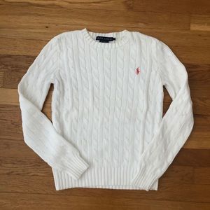 White Cable Knit Sweater - Ralph Lauren